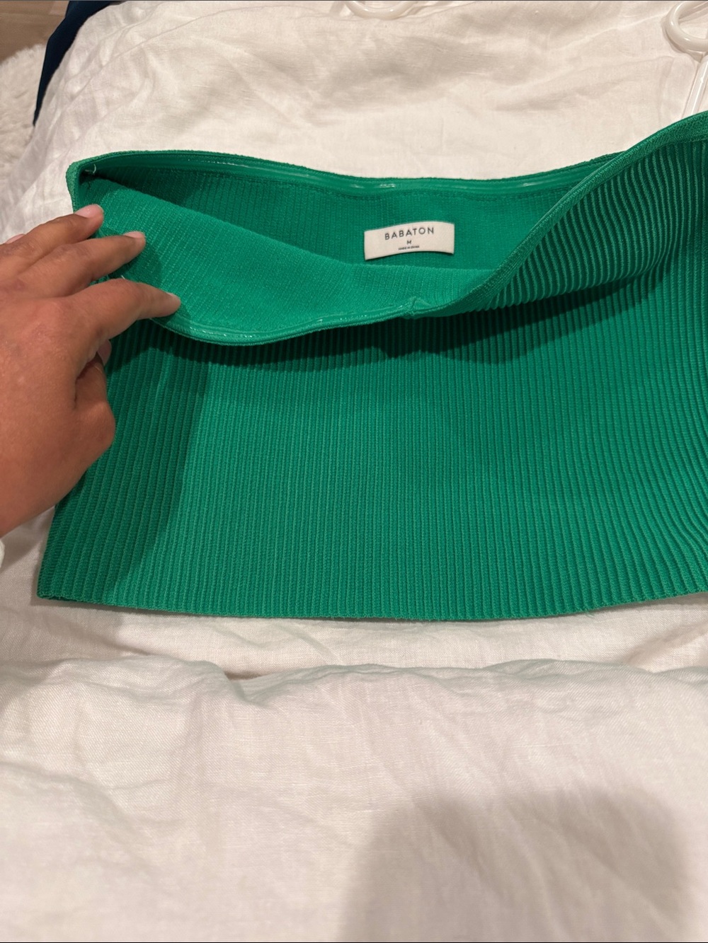 Babaton Green Ribbed Bandeau tube top ribbed - Picture 2 of 2